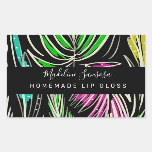 Make-up Lipgloss Helder Jungle Doodles Zwart Rechthoekige Sticker