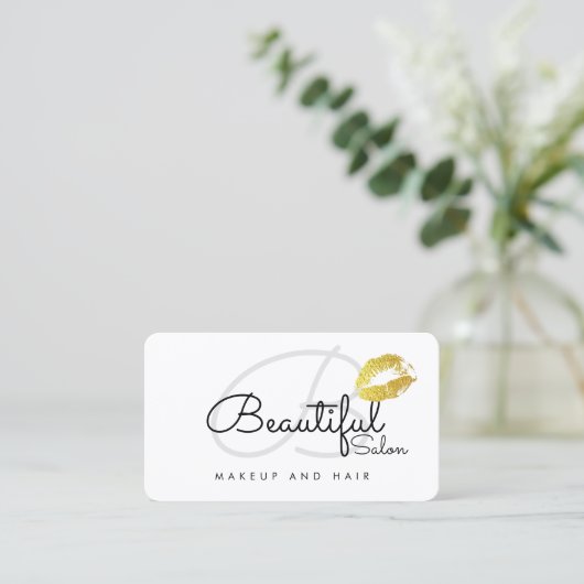 Make-up Lips Contact-Card / Schoonheidssalon Monog Contactkaartje (Staand voorkant)