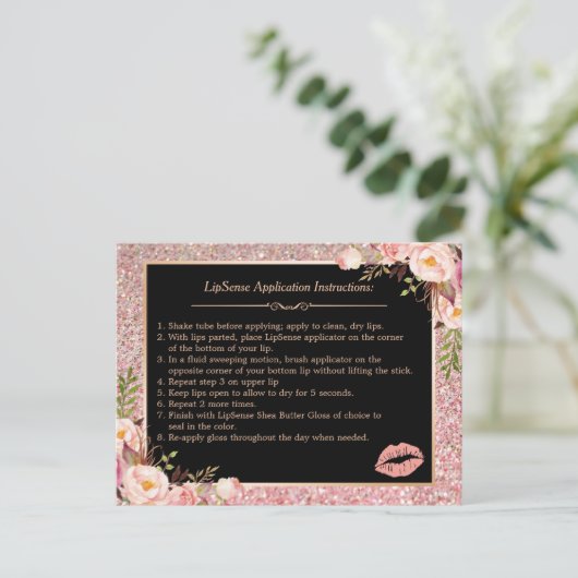 Make-up Lips Instructie Tips | Roos Gouden Bloem Briefkaart (Staand voorkant)