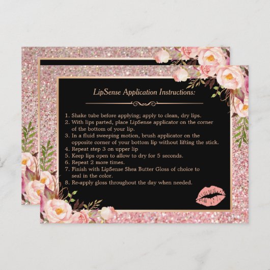 Make-up Lips Instructie Tips | Roos Gouden Bloem Briefkaart (Voorkant / Achterkant)