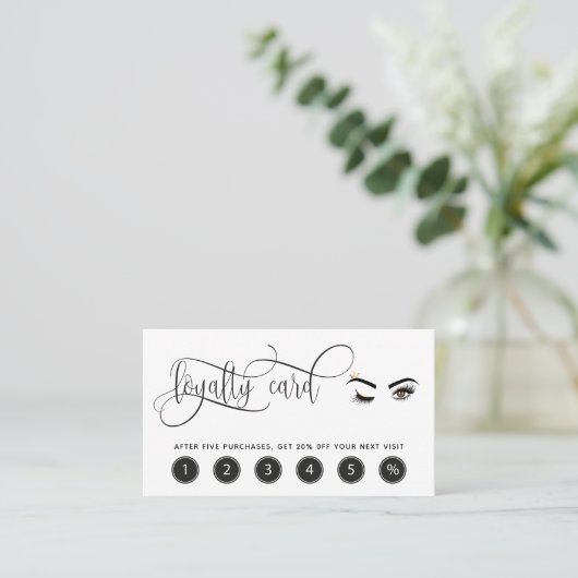 Make-up loyaliteitskaart knipoog wimpers wimper ex visitekaartje (Staand voorkant)