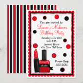 make-up make over Birthday-uitnodigingen Kaart (Voorkant / Achterkant)