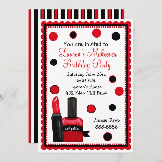 make-up make over Birthday-uitnodigingen Kaart (Voorkant / Achterkant)