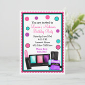 make-up make over Birthday-uitnodigingen Kaart (Staand voorkant)