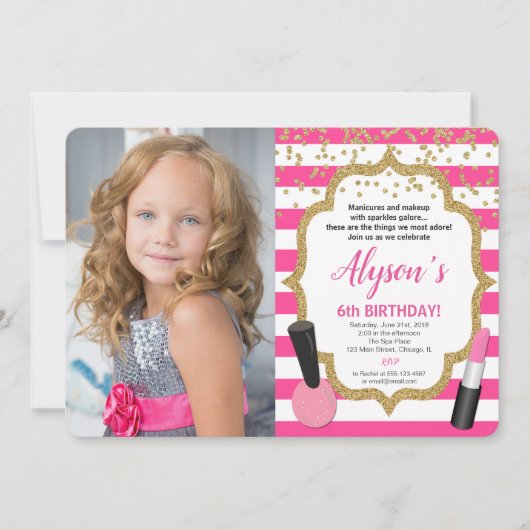 Make-up manicures spa verjaardag meisje foto kaart (Voorkant)