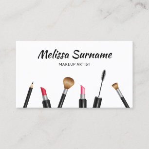 Make-up Mascara, Lippenstift, Kwast Enz. Visagist Visitekaartje