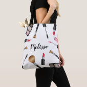 Make-up Mascara, Lipstick Enz. Met Aangepaste Naam Tote Bag (Dichtbij)