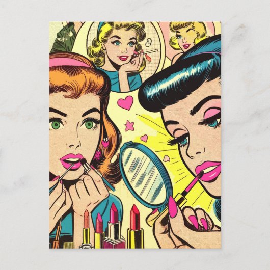  make-up meisjes strips briefkaart (Voorkant)