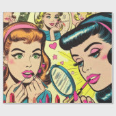  make-up meisjes strips cadeaupapier (Vlak)