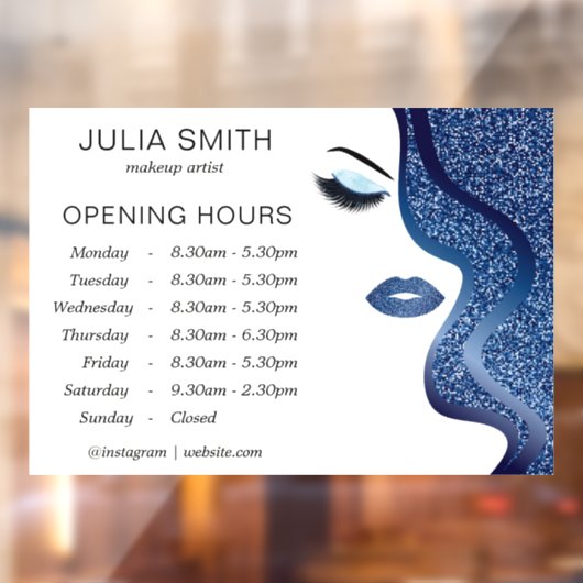 Make-up met donkerblauw glitereffect raamsticker (Vel 2)