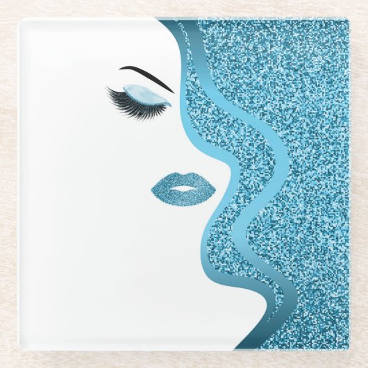 Make-up met glinsterend effect glazen onderzetter (Voorkant)