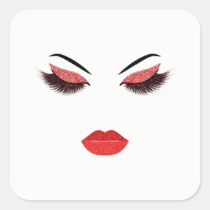 Make-up met glinsterend effect vierkante sticker