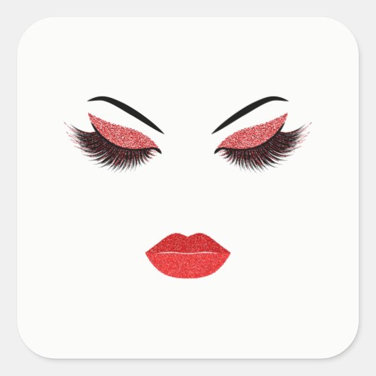 Make-up met glinsterend effect vierkante sticker (Voorkant)
