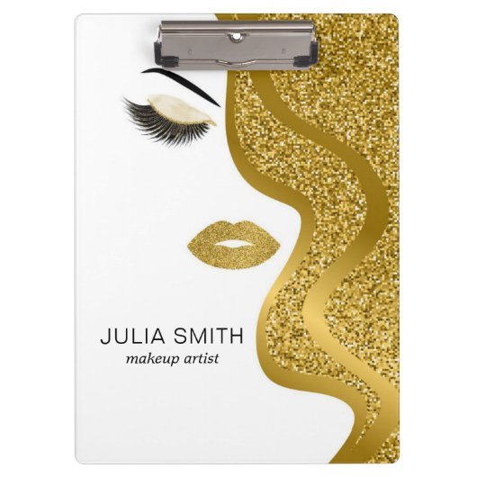 Make-up met gouden glitter effect klembord (Voorkant)