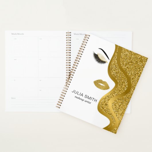 Make-up met gouden glitter effect planner (Display)