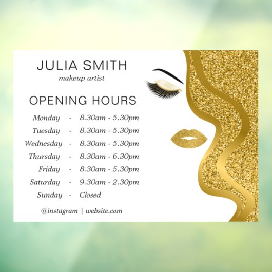 Make-up met gouden glitter effect raamsticker (Vel 3)