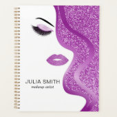 Make-up met paarse glitter effect planner (Voorkant)