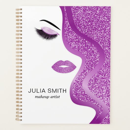 Make-up met paarse glitter effect planner (Voorkant)