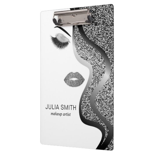 Make-up met zilver effect klembord (Links)