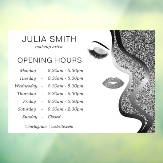 Make-up met zilveren glinsterend effect raamsticker (Vel 3)