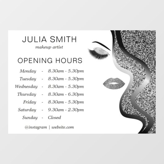 Make-up met zilveren glinsterend effect raamsticker (Vel)