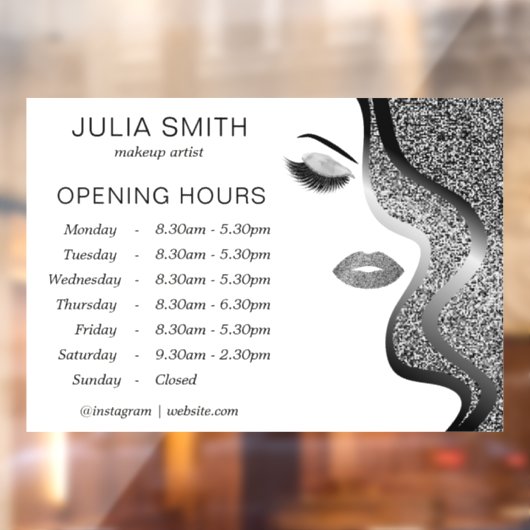 Make-up met zilveren glitter effect raamsticker (Vel 2)