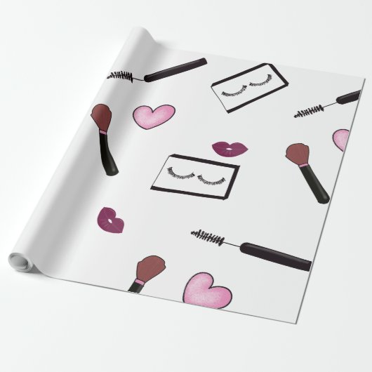 Make-up - mode illustratie cadeaupapier (Uitgerold)