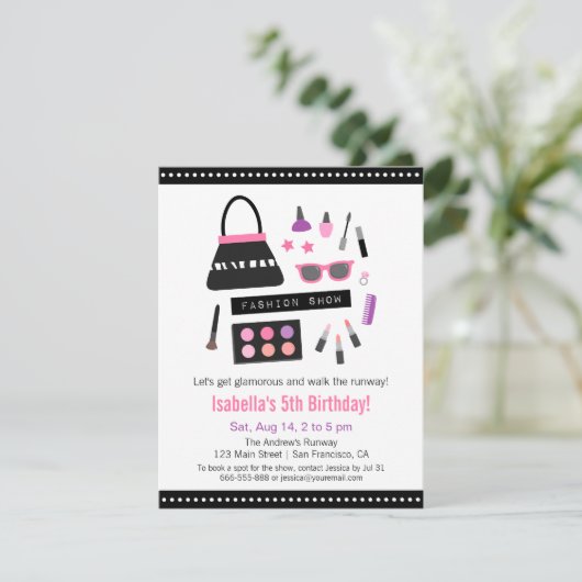 Make-up Mode Show Verjaardagsfeestuitnodigingen Kaart (Staand voorkant)