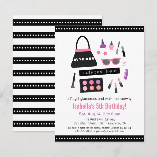 Make-up Mode Show Verjaardagsfeestuitnodigingen Kaart (Voorkant / Achterkant)