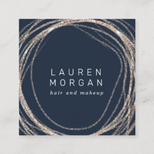 make - up modern faux gold swirl square Visitekaar Vierkante Visitekaartje