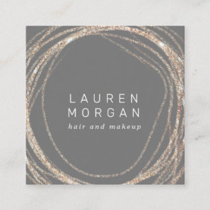 make - up modern faux gold swirl square Visitekaar Vierkante Visitekaartje