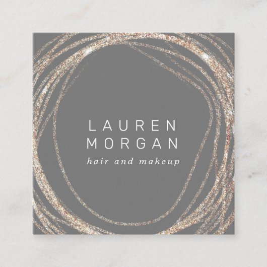 make - up modern faux gold swirl square Visitekaar Vierkante Visitekaartje (Voorkant)