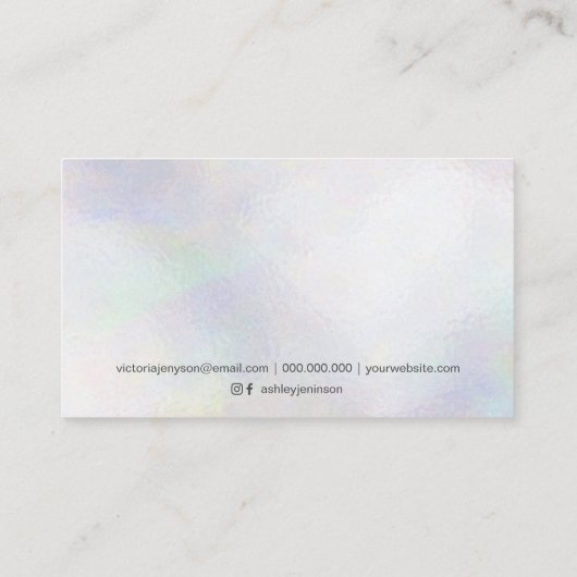 Make-up moderne parel iriserende holografische par visitekaartje (Achterkant)