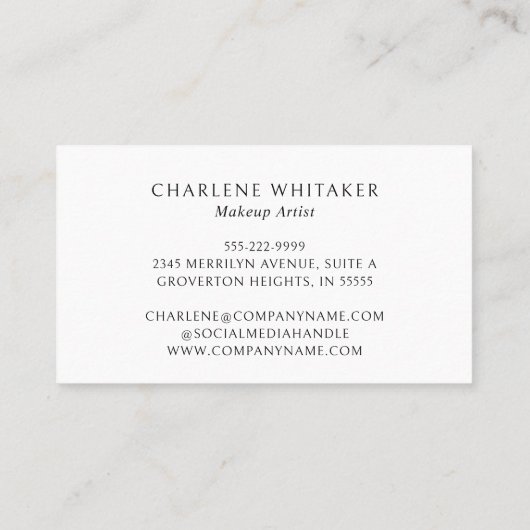 Make-up Moderne Script Typografie Visitekaartje (Achterkant)