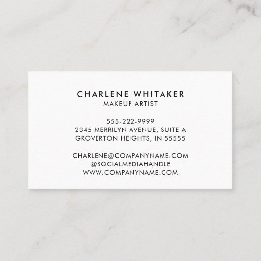 Make-up moderne typografie zwart goud visitekaartje (Achterkant)