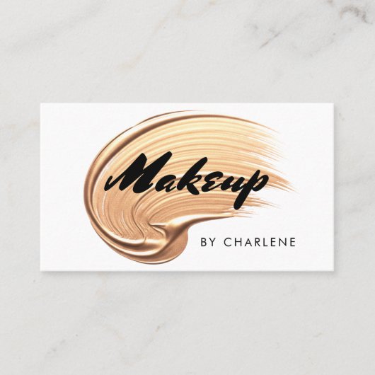 Make-up moderne typografie zwart goud visitekaartje (Voorkant)
