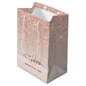 Make-up monogram blush roos gouden glitter script medium cadeauzakje (Voorkant Gekanteld)
