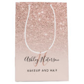 Make-up monogram blush roos gouden glitter script medium cadeauzakje (Voorkant)