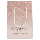 Make-up monogram blush roos gouden glitter script medium cadeauzakje (Achterkant)
