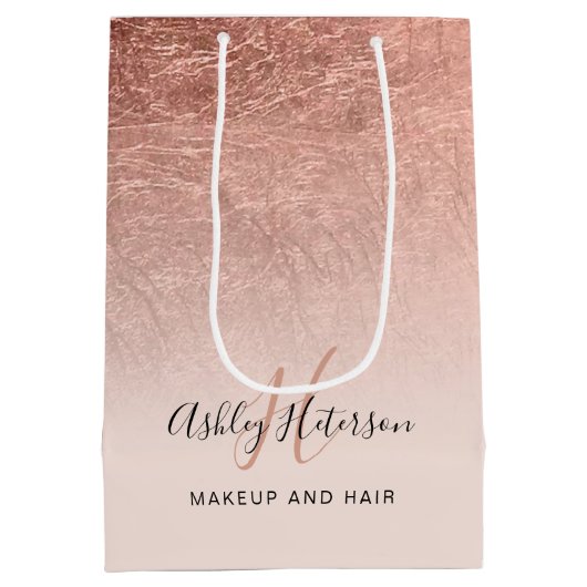 Make-up monogram blush roze rose goud folie script medium cadeauzakje (Achterkant)