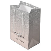 Make-up monogram blush zilver glitter script medium cadeauzakje (Voorkant Gekanteld)