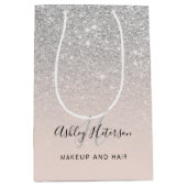 Make-up monogram blush zilver glitter script medium cadeauzakje (Voorkant)