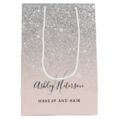 Make-up monogram blush zilver glitter script medium cadeauzakje (Achterkant)