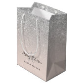 Make-up monogram blush zilver glitter script medium cadeauzakje (Achterkant Gekanteld)