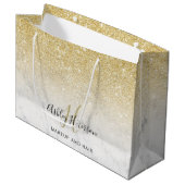 Make-up monogram marmer gouden glitterscript groot cadeauzakje (Voorkant Gekanteld)