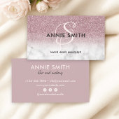 Make-up Monogram Marmer Roze Goud Glitter Ombre Visitekaartje