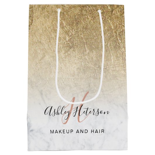Make-up monogram marmeren chique gouden folie scri medium cadeauzakje (Achterkant)