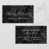 Make-up monogram massief zwart palmblad waterverf visitekaartje (Voorkant / Achterkant)