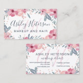 Make-up monogram script voorjaar bloemige waterver visitekaartje (Voorkant / Achterkant)