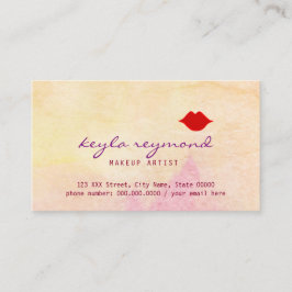 make-up mooie waterverf met rode lippen visitekaartje